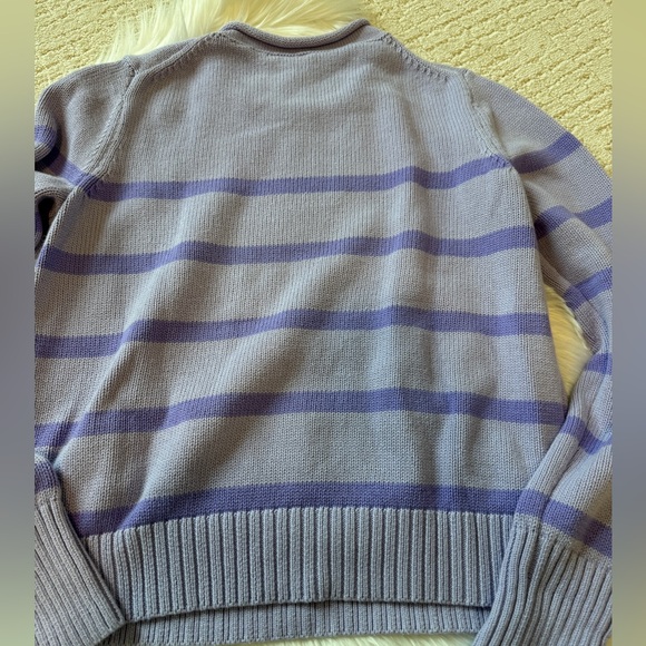 GAP Warm Purple Violet Stripe Roll Neck Cotton Sweater - Picture 5 of 5